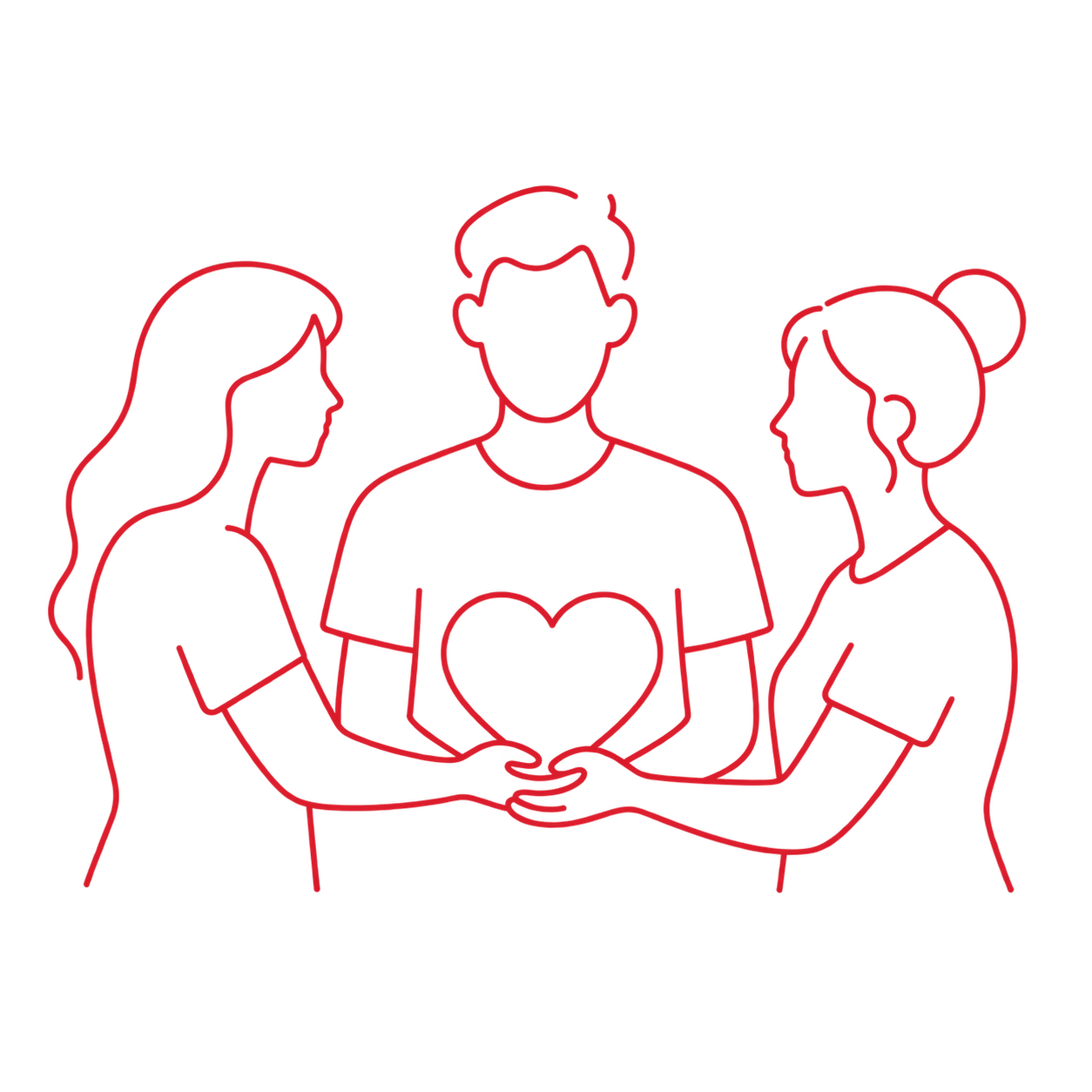 Trío sosteniendo un corazón