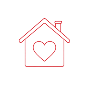 Casa con un corazón rojo