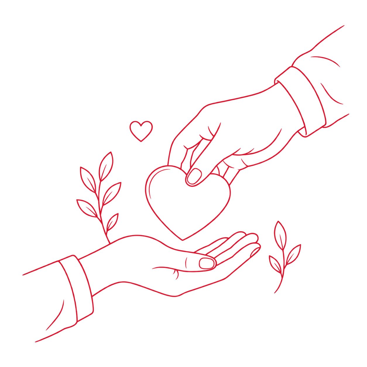 Mano entregando corazón